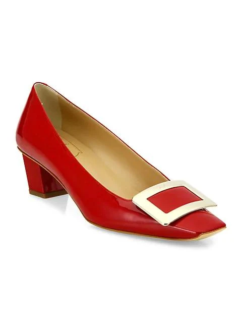 商品Roger Vivier|Decollette Belle Vivier 方扣低跟鞋,价格¥5444,第1张图片