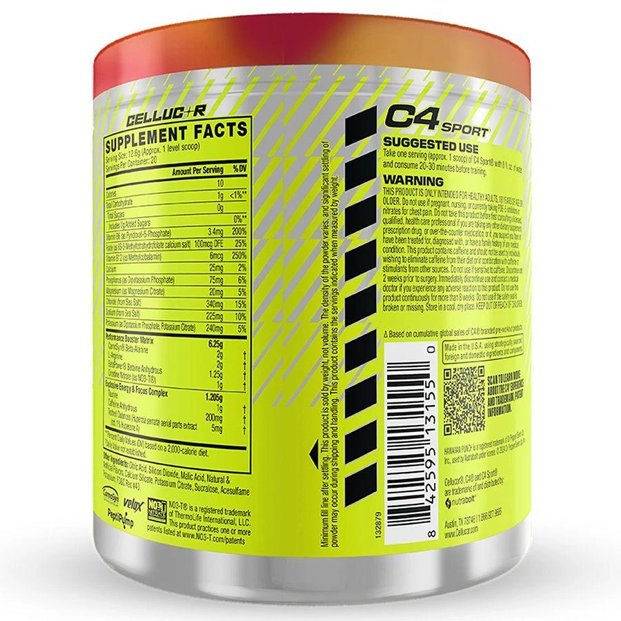 商品C4|Sport Pre-Workout Hawaiian Punch Fruit Juicy Red,价格¥137,第2张图片详细描述