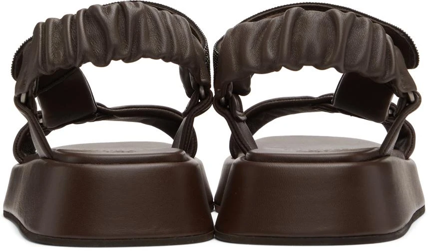 商品Brunello Cucinelli|Brown Leather Crystal Velcro Sandals,价格¥4220,第2张图片详细描述