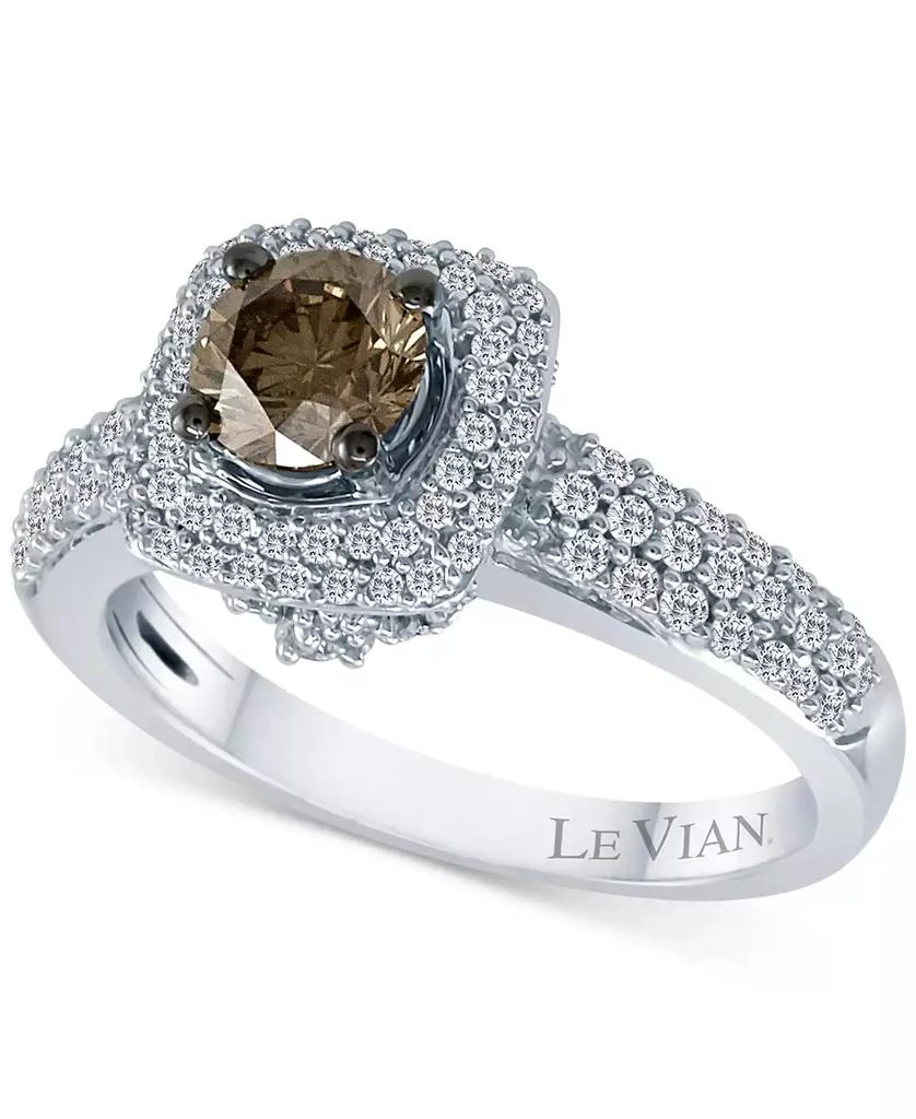 商品Le Vian|Chocolate Diamond (5/8 ct. t.w.) & Vanilla Diamond (5/8 ct. t.w.) Halo Ring in 18k White Gold,价格¥29281,第1张图片
