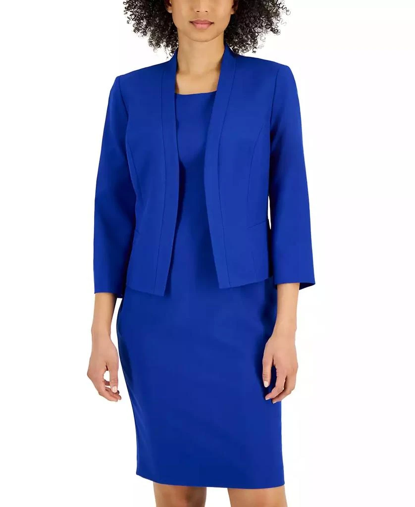 商品Le Suit|Women's Crepe Open Front Jacket & Crewneck Sheath Dress Suit Set, Regular & Petite,价格¥735,第3张图片详细描述