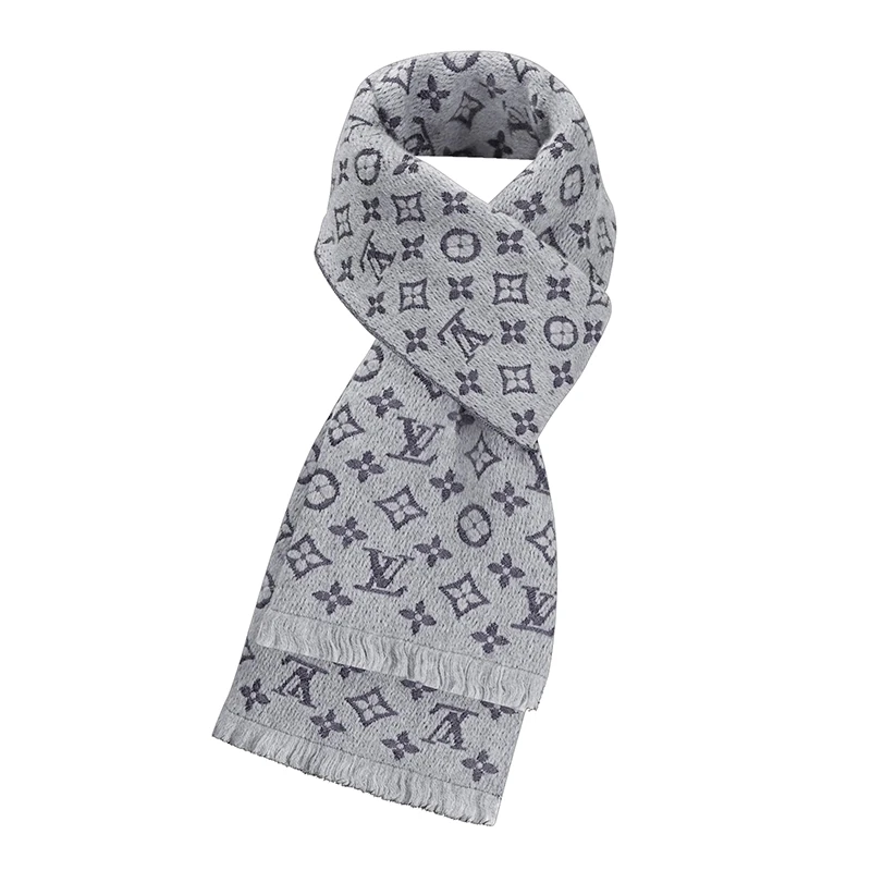 现货Louis Vuitton/路易威登新款 经典老花系列 男士浅灰色羊毛围巾M70932 商品