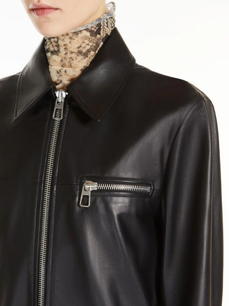 商品MAX MARA SPORTMAX|GEL LEATHER JACKET BLACK,价格¥4644,第5张图片详细描述