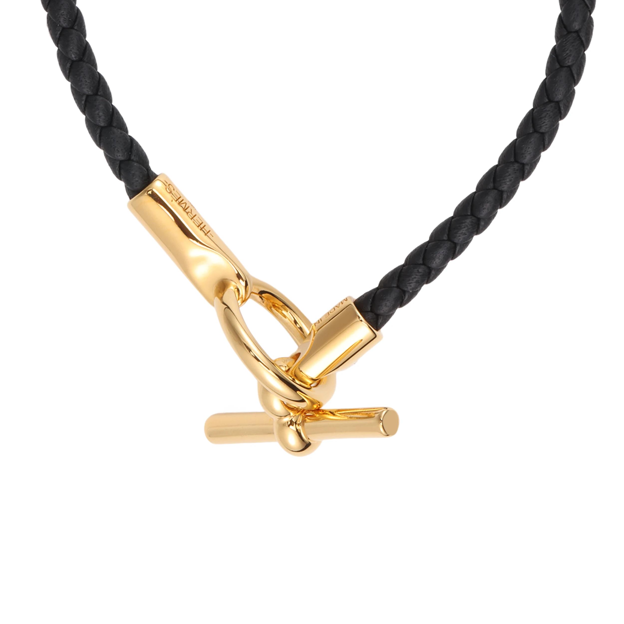 商品[国内直发] Hermes|爱马仕 Glenan 金扣 小牛皮 手链 男女同款情侣款 黑色,价格¥3039,第1张图片