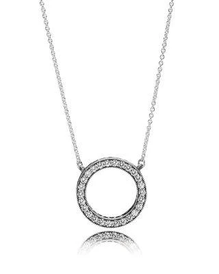 商品PANDORA|Necklace - Sterling Silver & Cubic Zirconia Hearts of PANDORA,价格¥561,第1张图片
