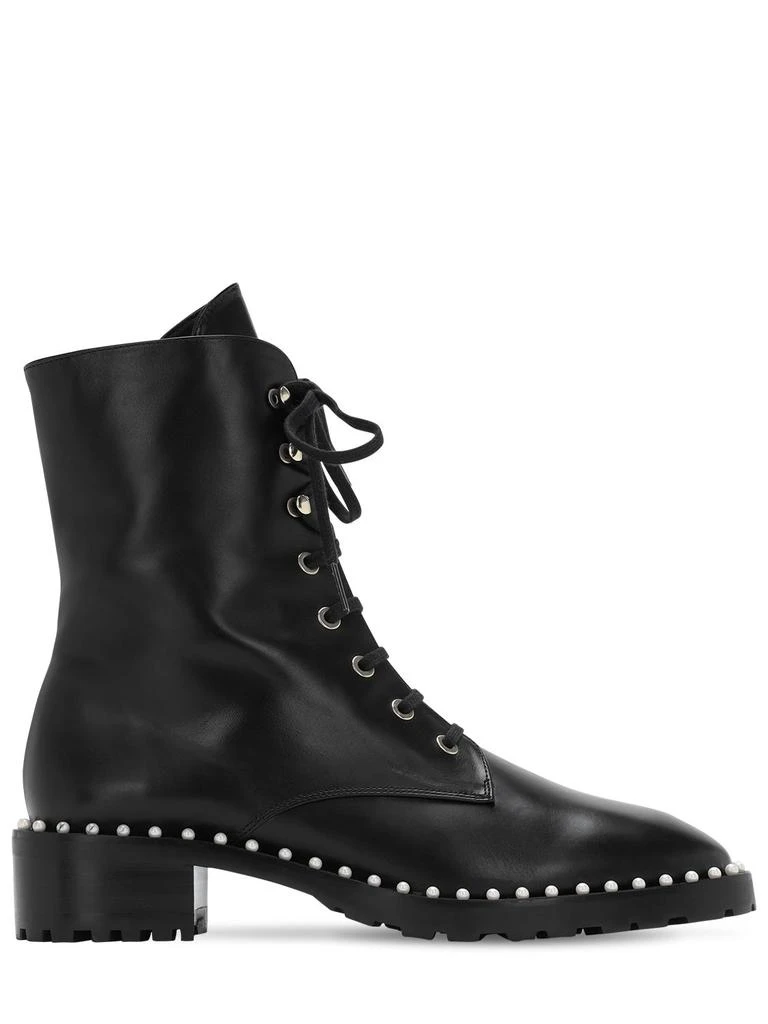 商品Stuart Weitzman|25mm Allie Leather Combat Boots,价格¥5146,第1张图片