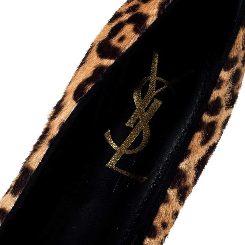 Saint Laurent Paris Beige/Brown Leopard Print Pony Hair Tribtoo Platform Pumps Size 36 商品