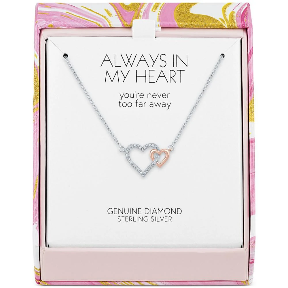 商品Macy's|Diamond Accent Double Heart 18" Pendant Necklace in Sterling Silver & 14k Rose Gold-Plate,价格¥190,第2张图片详细描述