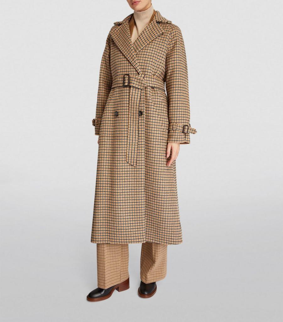 Wool Check Wrap-Around Coat商品第3张图片规格展示