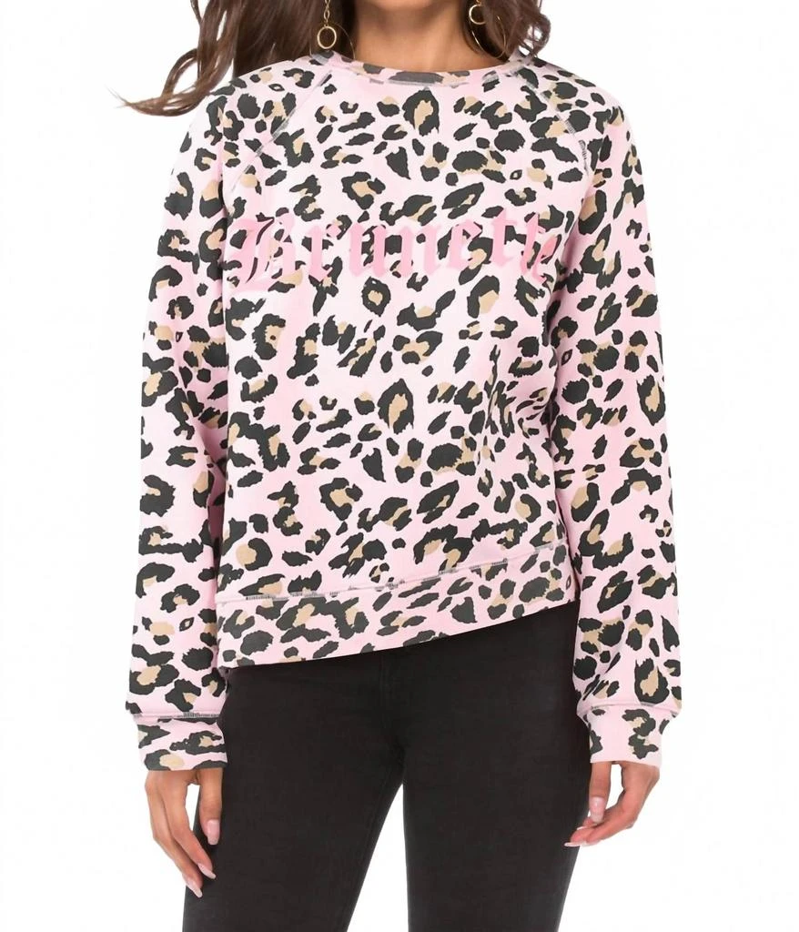 商品BRUNETTE THE LABEL|Middle Sister Crewneck Sweatshirt In Pink Leopard,价格¥594,第1张图片