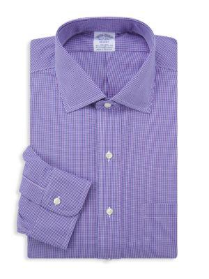Regent-Fit Checked Supima Cotton-Blend Dress Shirt商品第1张图片规格展示