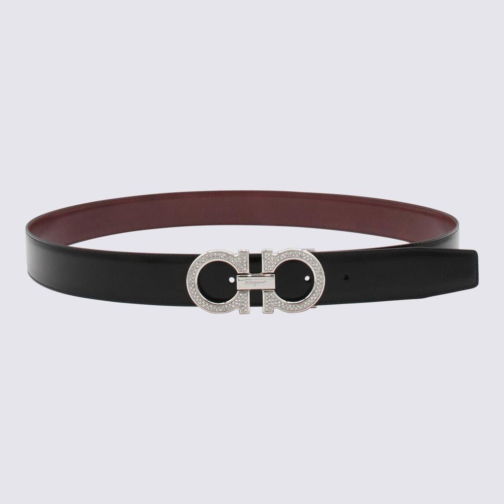 商品Salvatore Ferragamo|FERRAGAMO BLACK AND RED LEATHER REVERSIBLE GANCINI BELT,价格¥4533,第1张图片