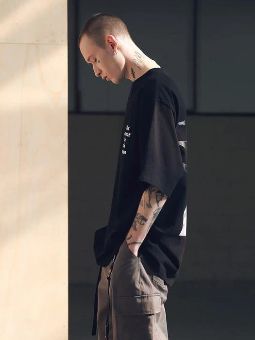 商品MASSNOUN|Scratch Oversized Tee Shirts Black,价格¥522,第1张图片