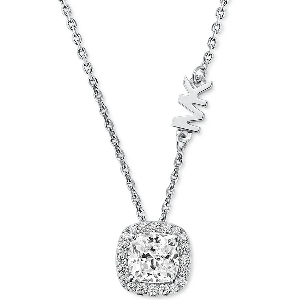 商品Michael Kors|Silver-Tone Halo Crystal Pendant Necklace, 16" + 2" extender,价格¥1130,第2张图片详细描述