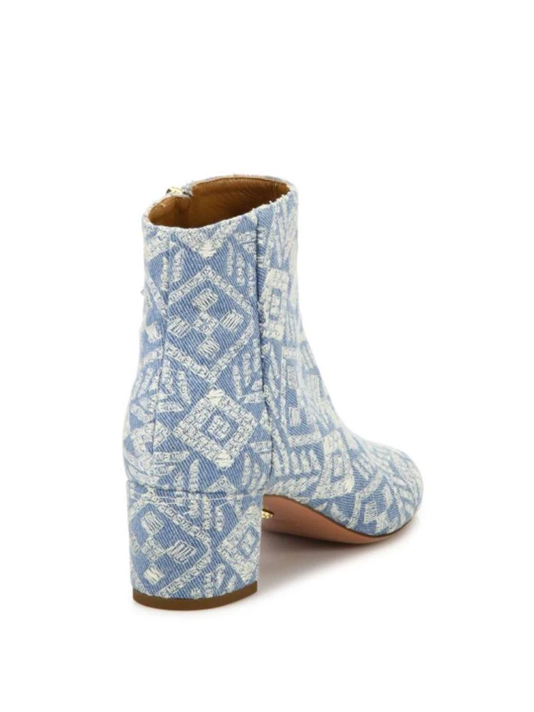 商品Aquazzura|Brooklyn Embroidered Denim Block Heel Booties,价格¥2383,第2张图片详细描述