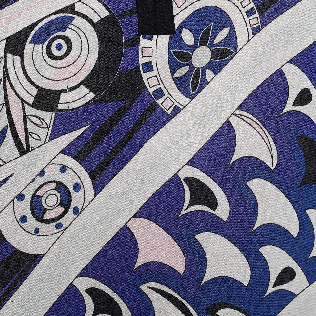 Emilio Pucci Purple Printed Silk Bow Neck Detail Blouse M商品第3张图片规格展示