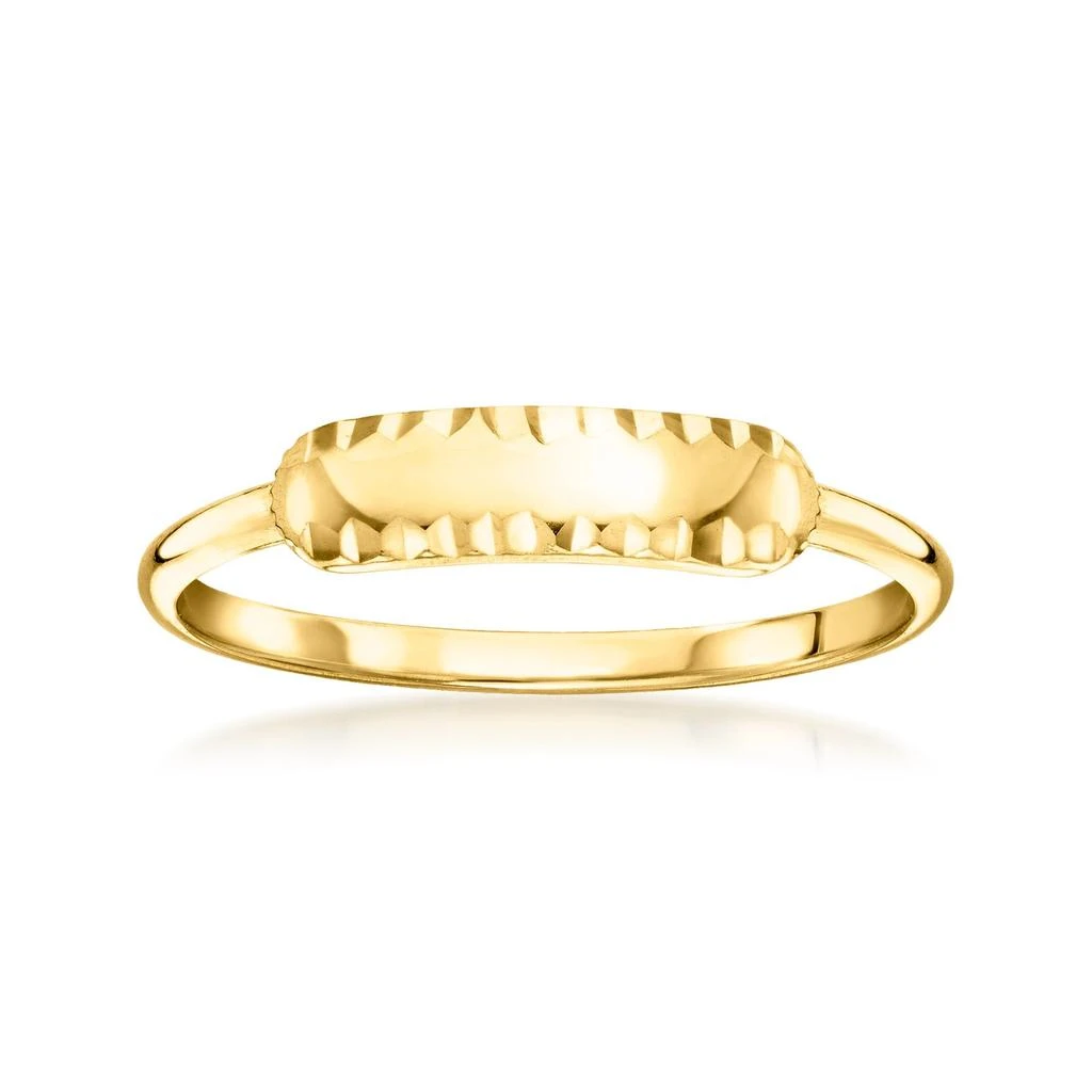 商品Canaria Fine Jewelry|Canaria Italian 10kt Yellow Gold Diamond-Cut Bar Ring,价格¥1037,第1张图片