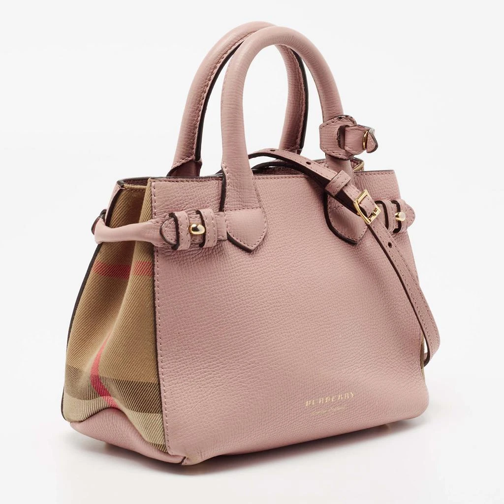 商品[二手商品] Burberry|Burberry Pink/Beige House Check Canvas and Leather Mini Banner Tote,价格¥4717,第4张图片详细描述