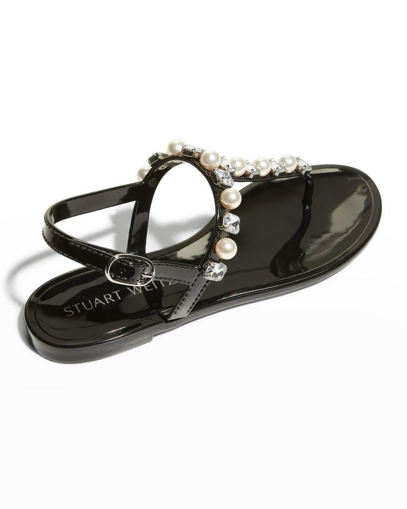 商品Stuart Weitzman|Goldie Jelly Crystal Thong Sandals,价格¥592,第5张图片详细描述