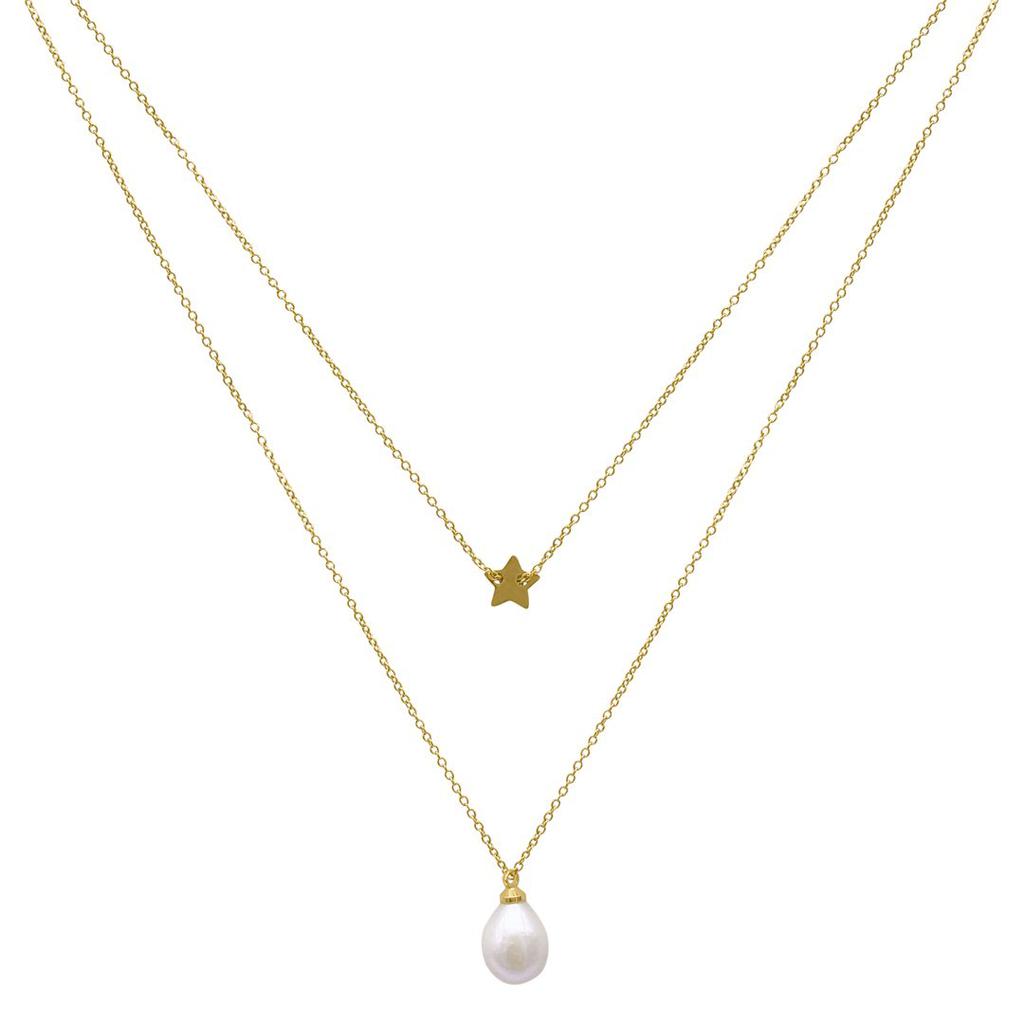Adornia Layered Baroque Pearl Necklace gold商品第1张图片规格展示
