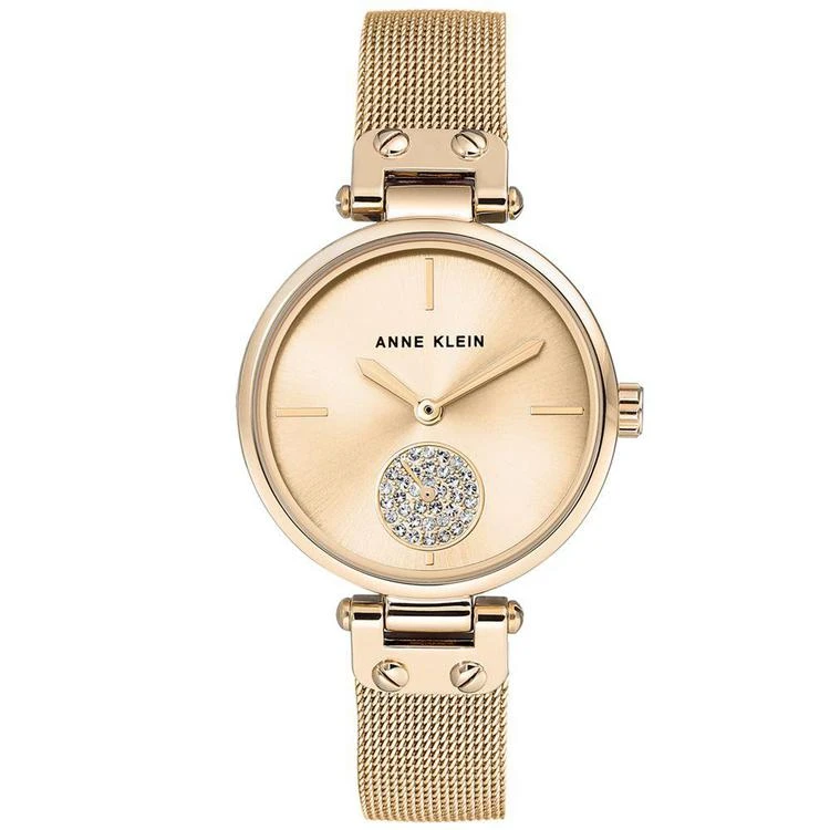 商品Anne Klein|Women's Gold-Tone Stainless Steel Mesh Bracelet Watch 34mm,价格¥528,第1张图片