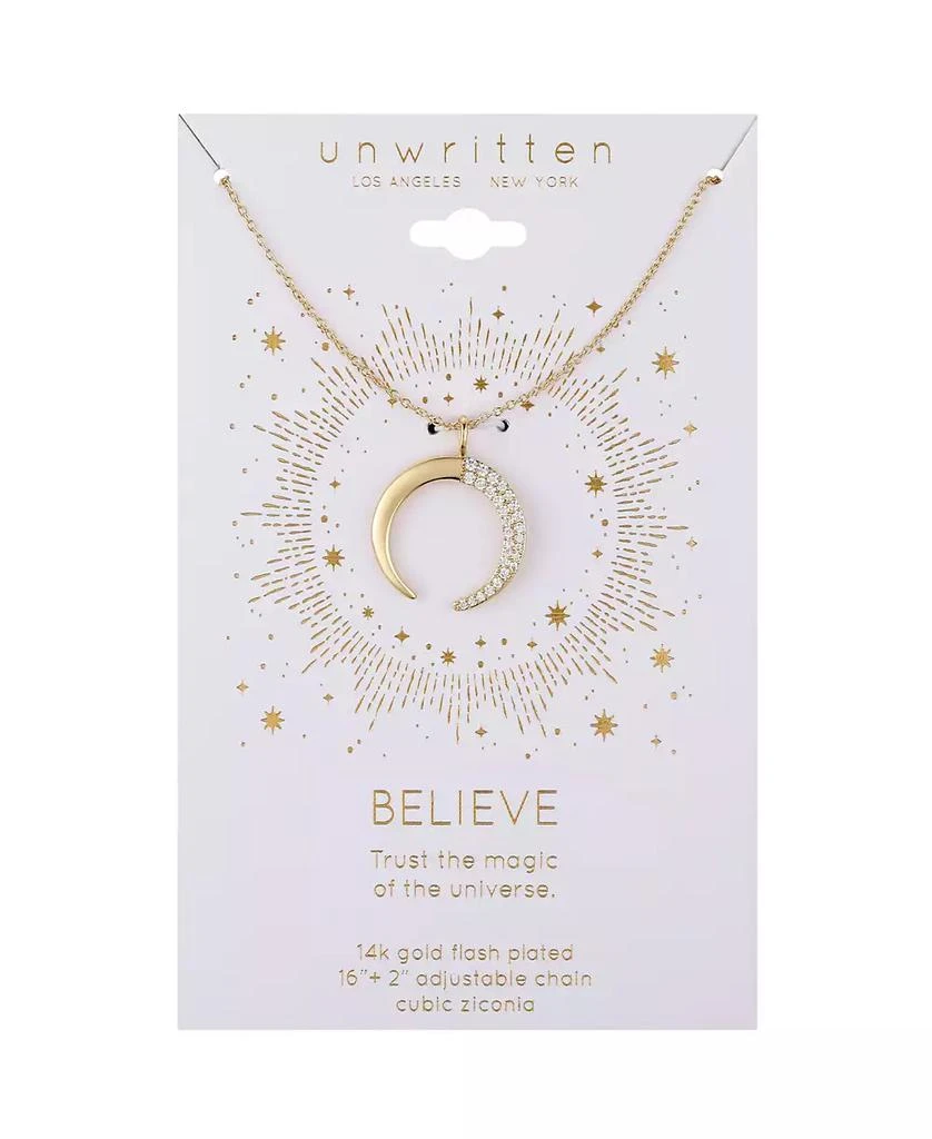 商品Unwritten|14k Gold Plated Cubic Zirconia Crescent Moon Pendant Necklace,价格¥337,第3张图片详细描述