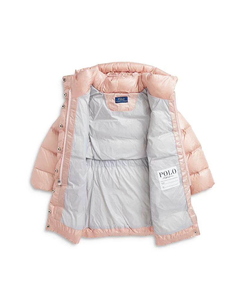 商品Ralph Lauren|Girls' Metallic Down Hooded Long Jacket - Little Kid, Big Kid,价格¥1854,第4张图片详细描述