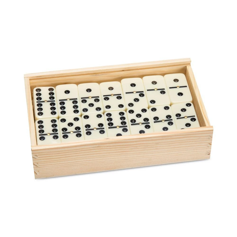 商品Trademark Global|Premium Set of 55 Double Nine Dominoes with Wood Case, 2" x 4.625" x 7.625",价格¥302,第1张图片