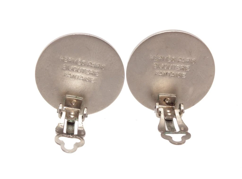 商品[二手商品] Hermes|Hermes Silver Clou De Selle Clip-On Earrings,价格¥3140,第2张图片详细描述