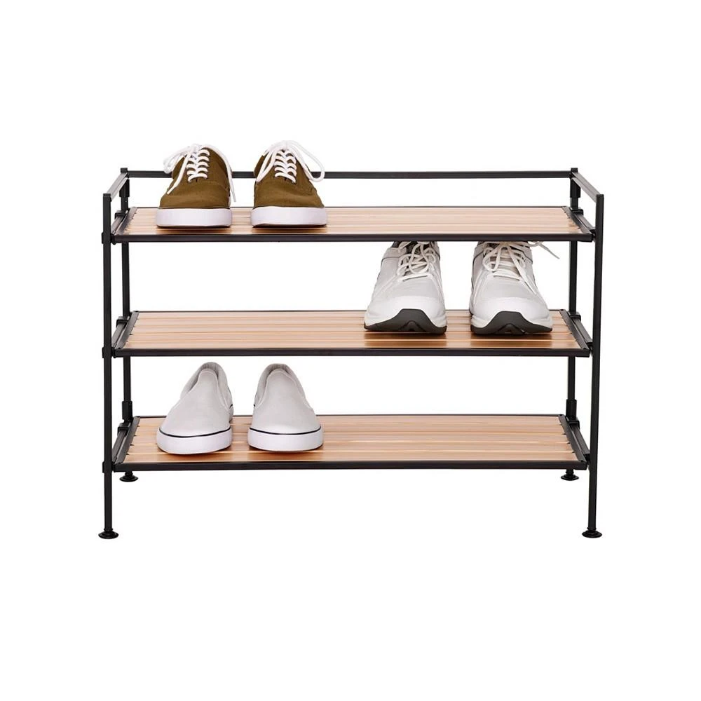 商品Seville Classics|HOME 3-Tier Stackable Wide Resin Slat Shoe Rack,价格¥348,第2张图片详细描述