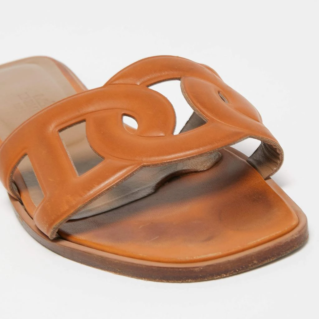 Hermes Tan Leather Omaha Flat Slides Size 36 商品