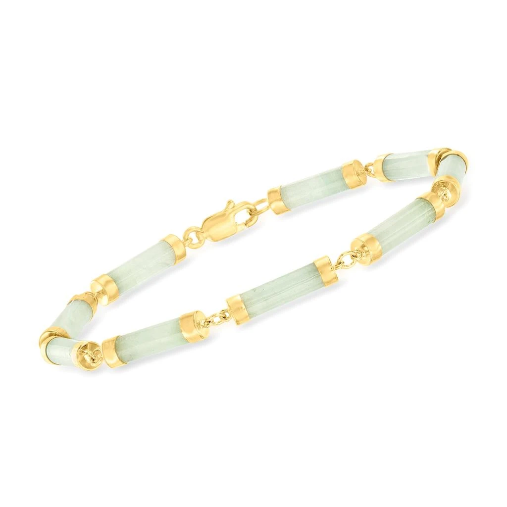 商品Ross-Simons|Ross-Simons Jade Cylinder-Link Bracelet in 18kt Gold Over Sterling,价格¥787,第1张图片