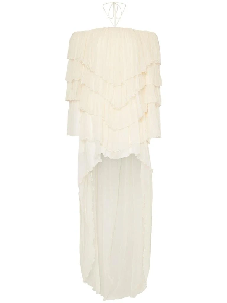 商品BLUMARINE|拖尾垂褶真丝绉纱连衣裙,价格¥24605,第1张图片