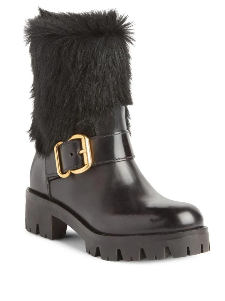 商品Prada|Shearling & Leather Moto Boots,价格¥4499,第1张图片