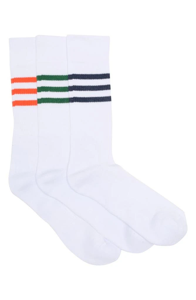 商品Lorenzo Uomo|Retro Stripe Crew Socks - Pack of 3,价格¥87,第1张图片