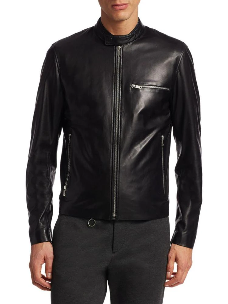 商品Theory|Tab Collar Leather Moto Jacket,价格¥7392,第1张图片