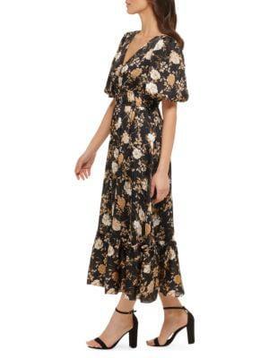 商品Kensie|Floral Print Puff Sleeve Maxi Dress,价格¥672,第5张图片详细描述