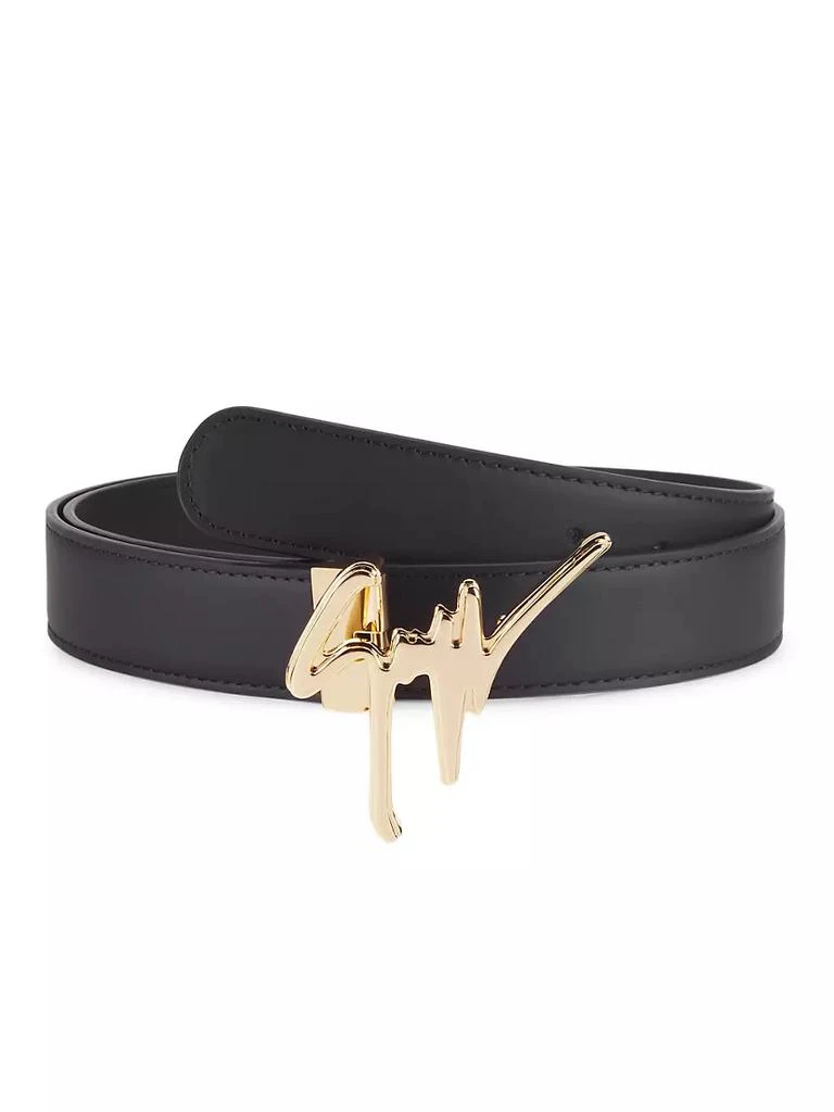 商品Giuseppe Zanotti|Brass Logo Leather Belt,价格¥1153,第1张图片