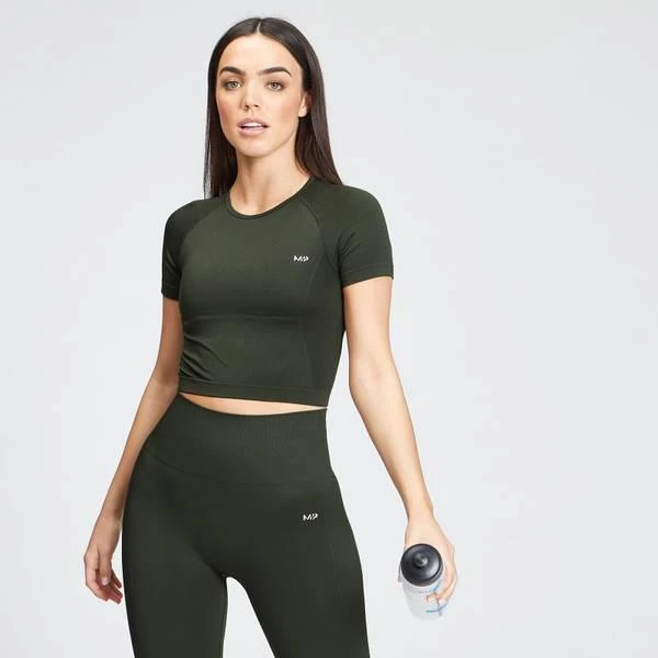 商品Myprotein|MP Women's Shape Seamless Crop Top - Vine Leaf,价格¥177,第1张图片