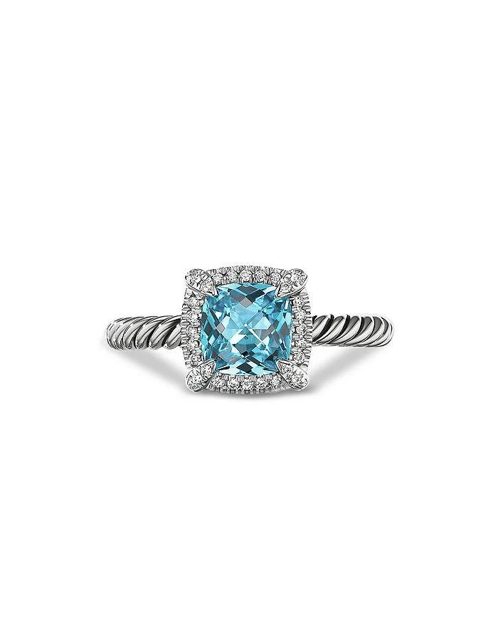商品David Yurman|Sterling Silver Petite Chatelaine® Ring with Blue Topaz & Diamonds - Exclusive,价格¥5195,第1张图片详细描述