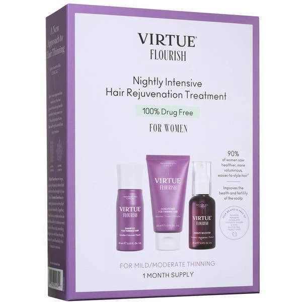 商品VIRTUE|VIRTUE Flourish Nightly Intensive Hair Rejuvenation Treatment Kit - Trial Size 3 piece,价格¥495,第1张图片