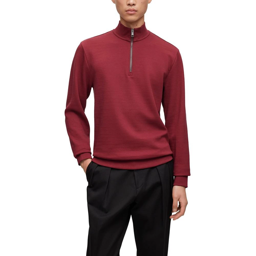 商品Hugo Boss|Men's Jacquard Zip-Neck Sweatshirt,价格¥1037,第1张图片