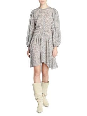 商品Isabel Marant|Marili Ruched Blouson-Sleeve Dress,价格¥750,第1张图片