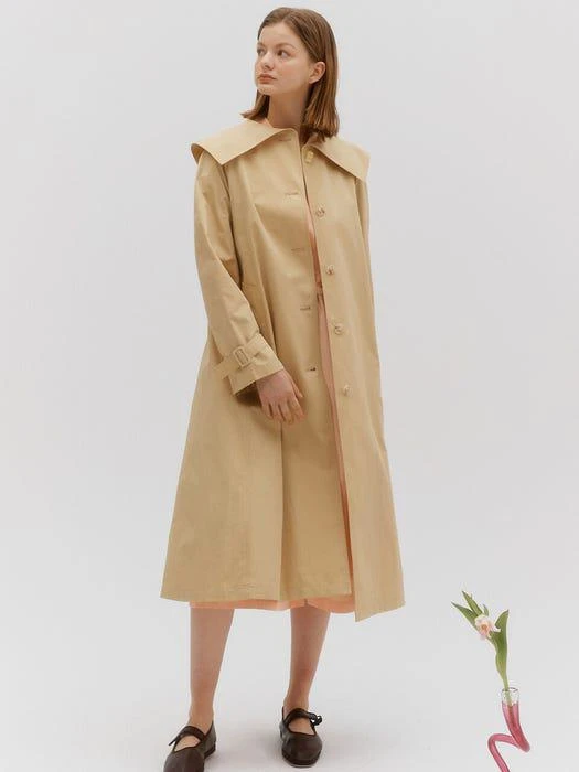 商品BEMUSE MANSION|Sailor Trench Coat - Yellow Beige,价格¥1692,第4张图片详细描述