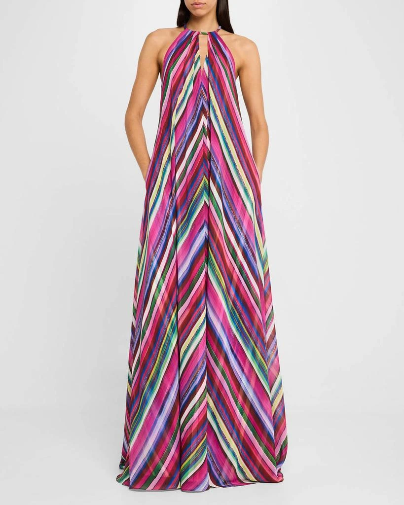 商品Badgley Mischka|Striped Georgette Trapeze Gown,价格¥5182,第5张图片详细描述