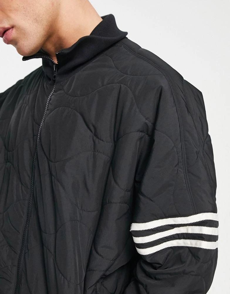商品Adidas|adidas Originals Neuclassics 3 stripe quilted jacket in black,价格¥703,第3张图片详细描述