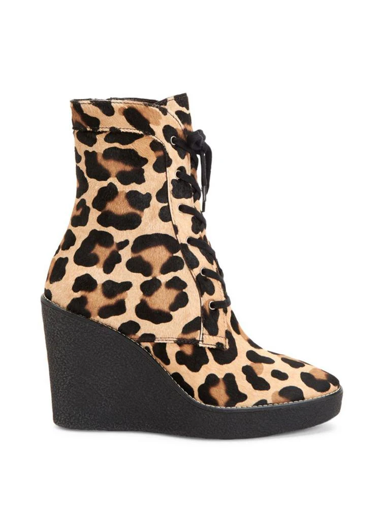 商品Aquatalia|Viviann Leopard-Print Calf Hair Lace-Up Wedge Booties,价格¥4124,第4张图片详细描述