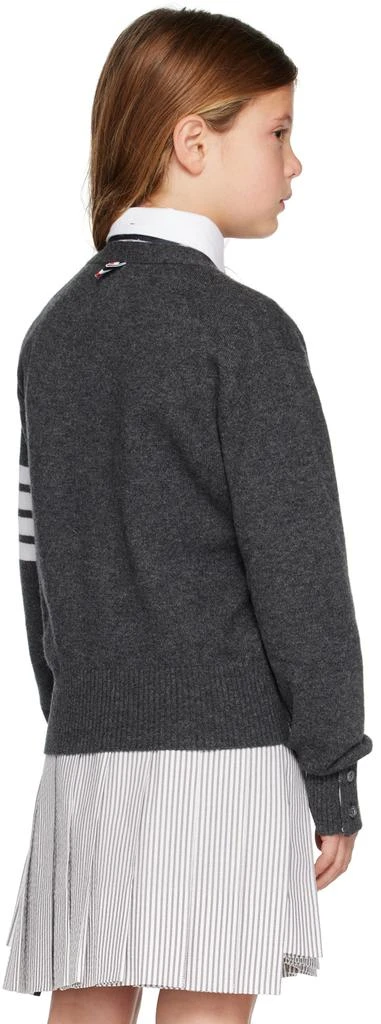商品Thom Browne|Kids Gray 4-Bar Cardigan,价格¥2732,第3张图片详细描述