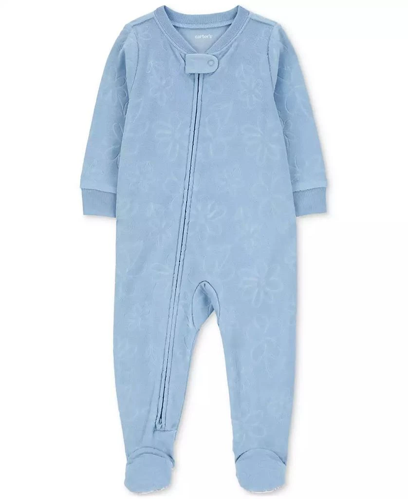 商品Carter's|Baby Girls 1-Piece Floral Fleece Footed Pajamas,价格¥116,第1张图片