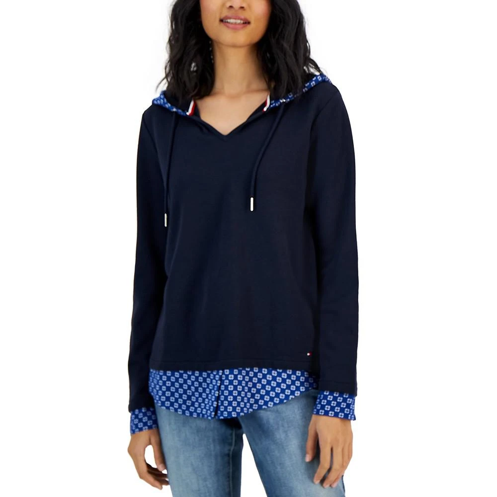 商品Tommy Hilfiger|Women's Layered-Look French Terry Hoodie Top,价格¥604,第1张图片